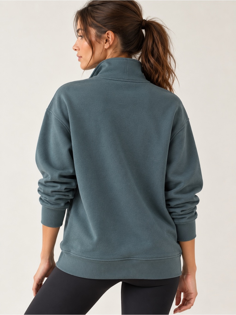 Athleta Forever Fleece 1/4 Zip Sweatshirt Oversized Pullover Size S - Picture 2 of 11